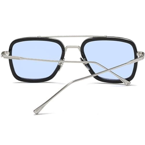 aisswzber Tony Stark Sunglasses Vintage Square Metal Frame for Men Women -Iron Man and Spider-Man Vintage Sun Glasses thumbnail 5