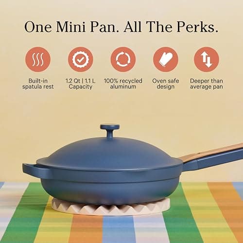 Our Place Mini Always Pan 2.0-8.5” (1.2 Qt) Nonstick, Toxin-Free Ceramic Cookware | Patented 10-in-1 Aluminum Frying & Sauté Pan | Safe for Oven, Induction & All Cooktops up to 450°F | Blue Salt thumbnail 2
