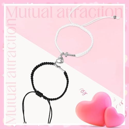 Tondiamo Couple Gift Bracelet Matching Bracelet Black White Cross Bracelet Adjustable Bracelet Favor Greeting Card for Anniversary Valentine‘s Day Lover Boyfriend Girlfriend Husband Wife thumbnail 4