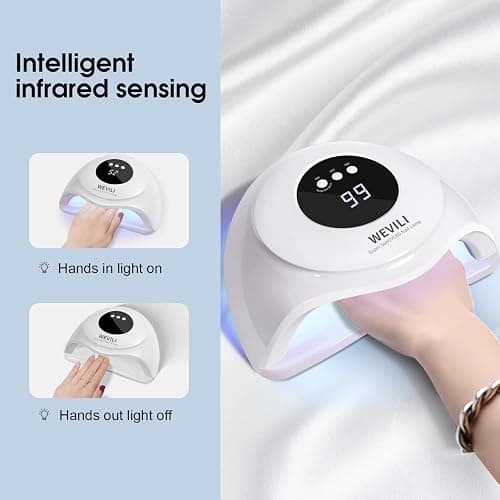 WEVILI 72W UV Nail Lamp, UV Light for Gel Nails with Smart Sensor, 3 Timer Settings & LCD Display, Portable Fast Curing Nail Dryer for Salon and Home Use (White) thumbnail 3