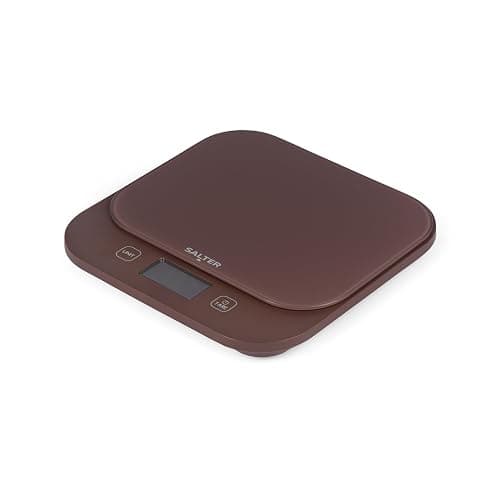 Salter British Bakes Digital Kitchen Scale 10kg, Waterproof Washable | 1g precision, tempered glass platform, tare add and weigh, measures liquids, backlit display, brown finish thumbnail 2
