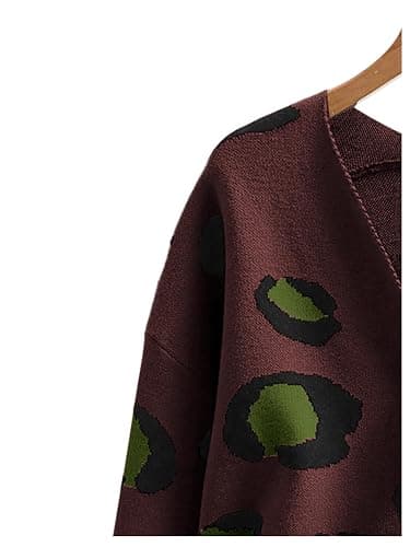 WDIRARA Women's Leopard Tiger Print Cardigan V Neck Long Sleeve Color Block Button Down Sweater Outwear thumbnail 4