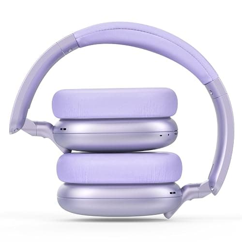 RORSOU C6 Active Noise Cancelling Headphones, Wireless Over Ear Bluetooth Headphones, 60H Playtime, Lightweight Folding Deep Bass Comfort Fit Ear Cups Headset with Mic for iPad/Travel/PC/Home Purple thumbnail 3