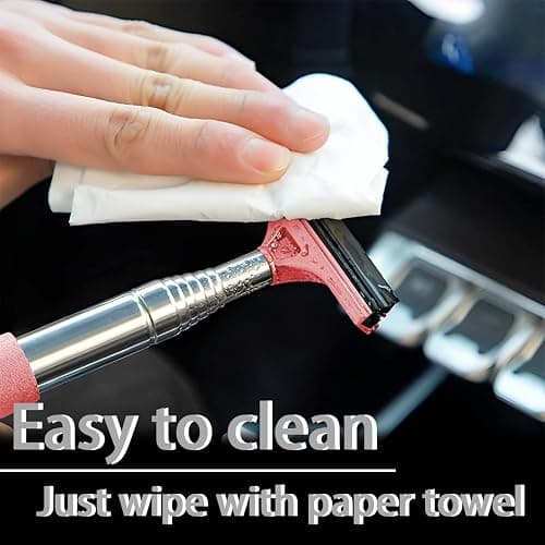 Car Rearview Mirror Wiper, Retractable Auto Glass Squeegee, Water Cleaner with Telescopic Long Rod, Portable Cleaning Tool for All Vehicles, Universal Automotive Accessories (Pink) thumbnail 5
