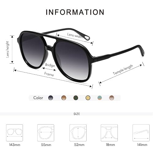 Appassal Retro Polarized Aviator Sunglasses Womens Men Vintage Double Bridge Square Sun Glasses AP3606 thumbnail 5