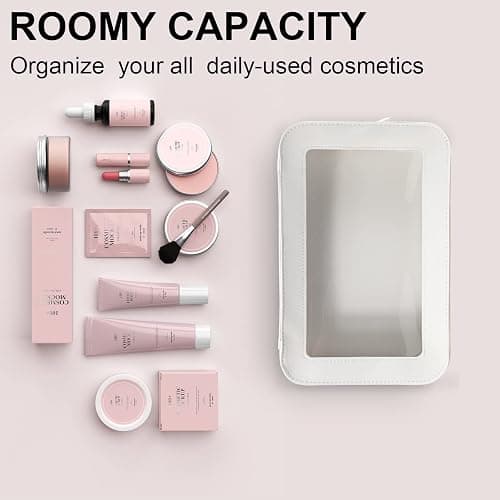 LETGO Clear Makeup Bags, TSA Approved Toiletry Bag with Zipper, Clear Makeup Organizer Fit Carry-on Travel Essentials,Clear Cosmetic Bags for Women Men (C-Beige) thumbnail 4