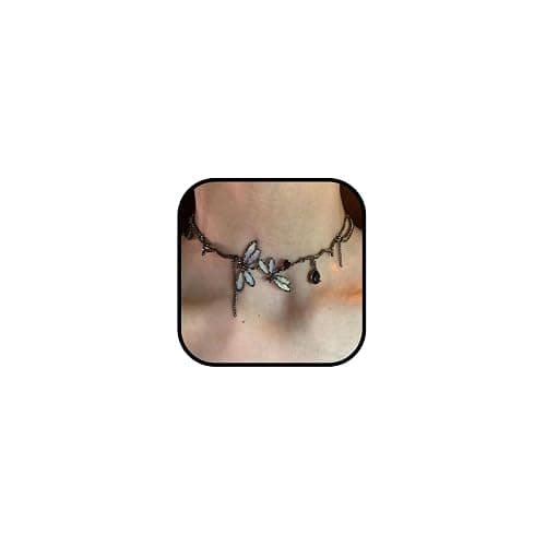 Zurlcdye Dragonfly Choker Necklace Vintage Luna Moth Necklace for Women Water Drop Geometric Pendant Jewelry Party Outfits Accessories Inspired Gifts - Image 1