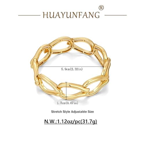 HUAYUNFANG Chunky Gold Stretch Bracelet for Women Adjustable Elastic Chain Bracelet Bold Statement Bracelet Trendy Jewelry thumbnail 6