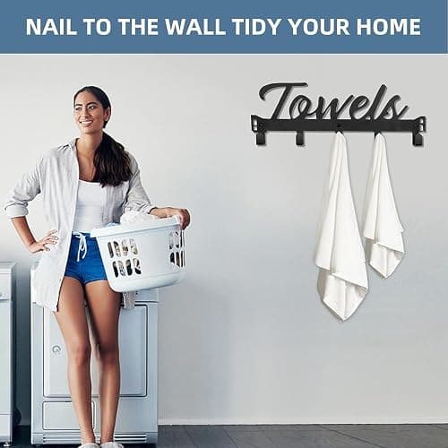 Azmoncy Over The Door Hooks, Towel Rack for Bathroom Towel Holder for Hanging Heavy Duty, Over Door Hanger with 5 Coat Hooks for Bedroom Bathroom Kitchen Towels, Pink thumbnail 7