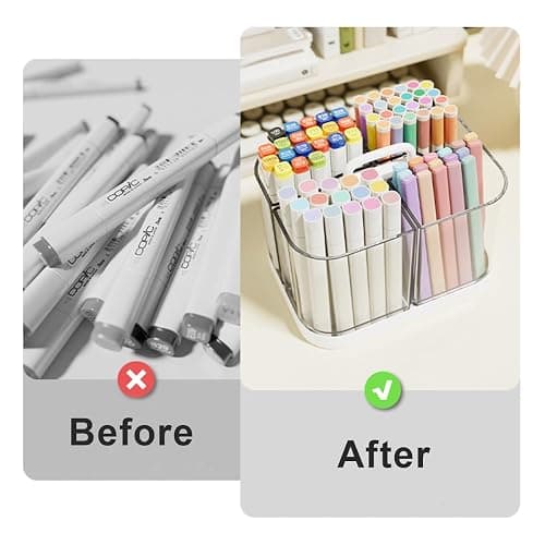MEAJOIN Small Plastic Portable Caddy with Handle, Stackable Pen Holder 4 Compartments, Clear Pencil Organizer for Art Supplies, Crafts, Colored Pencils, Stationery, Markers thumbnail 7