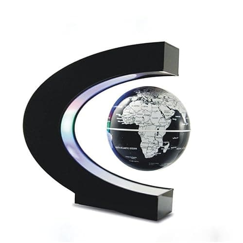 Senders Floating Globe with LED Lights C Shape Magnetic Levitation Floating Globe World Map for Desk Decoration (Black-Silver) thumbnail 7