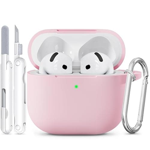 for AirPods 4 Case, TNSNK Soft Silicone Airpod 4 Case with Cleaner Kit and Keychain, Pink Case Cover for Women Girly Compatible with Apple Airpods 4th Gen 2024, Anti-Scratch, Drop Protection - Image 1