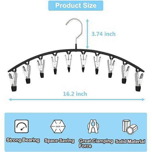 Legging Organizer Closet Organizers and Storage, Pants Hangers Space Saving with 10 Clips, 2 Pack Multi-Function Clothes Hangers for Leggings, Pants, Jeans, Skirts, Hats, Scarves, Socks (Black) thumbnail 2
