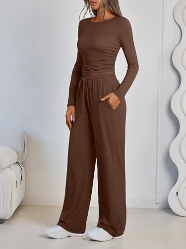 LILLUSORY 2 Piece Lounge Sets for Women 2026 Fall Fashion Outfits Sweat Set | Airport Travel Outfits, Athleisure Workout Set SweatSuits, Winter Fall Clothes, Two Piece Activewear Matching Loungewear Set thumbnail 3