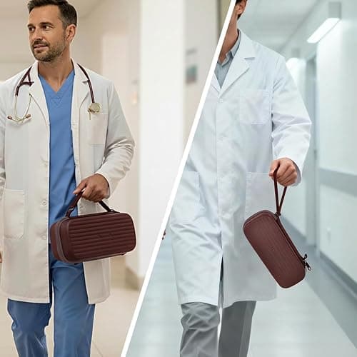 Againmore Stethoscope Case for 3M Littmann Classic III and BP Cuff-Brown | Also Fits Paramed, for FriCARE and for Scienlodic; Layered Pockets Organize Medical Tools, Case Only thumbnail 9