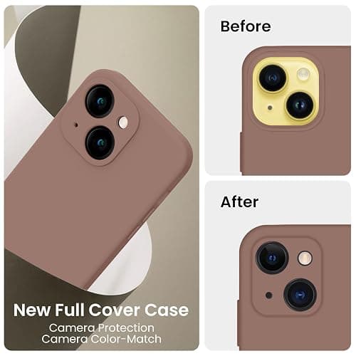 FireNova Designed for iPhone 14 Case, Silicone Upgraded [Camera Protection] Phone Case, Soft Anti-Scratch Microfiber Lining Inside, 6.1 inch, Light Brown thumbnail 3