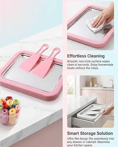 Rolled Ice Cream Maker, DIY Ice Cream Roll Tray | DIY Kit, Ice Cream Rolls, Homemade Desserts, Roll Tray Included, Fun for All Ages thumbnail 9