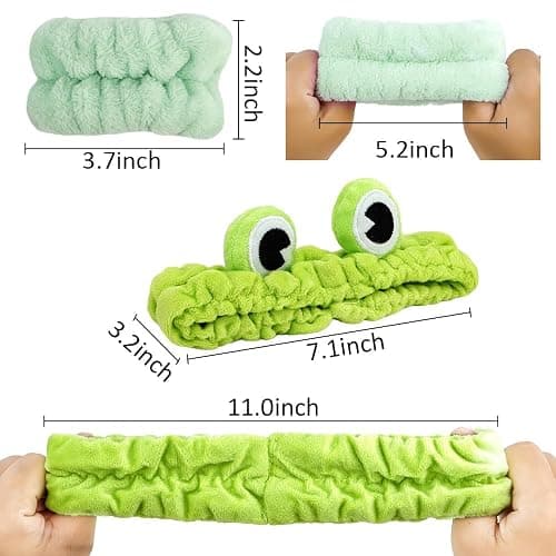 Soft Spa Headband and Wristbands for Face Washing, Cute Frog Makeup Headbands Elastic Skincare Hair Band Shower Head Wraps Hair Accessories for Women thumbnail 2