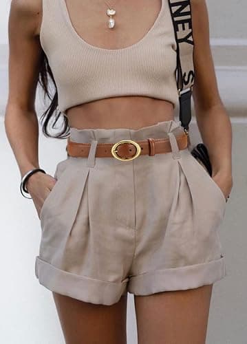 Womens Belt - CR Leather Belt Women Casual for Jeans Pants Dress - Belts with Gold Buckle for Women Fashion thumbnail 2