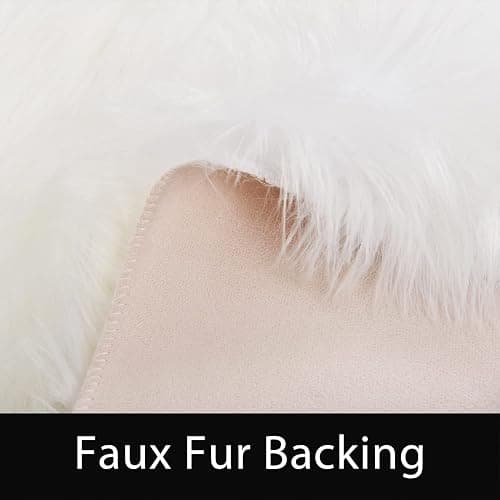 Latepis White Round Rug 3ft Faux Sheepskin Fur Fluffy Circle Rugs for Living Room Washable Rug for Bedroom Teen Room Dorm Cute Room Rug thumbnail 4