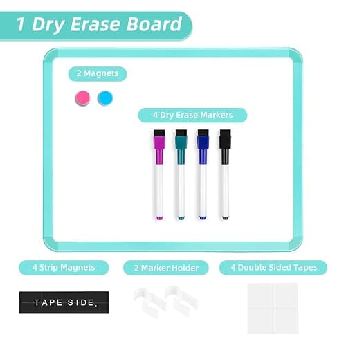 VUSIGN Small White Board Dry Erase, 14'' x 11'' Magnetic Dry Erase Board, Mini Whiteboard with Markers for Kids, Students, Fridge, Wall, Locker, Green thumbnail 6