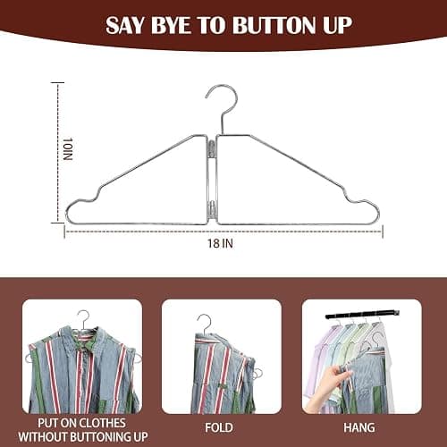 4 Pack Space Saving Hangers for Clothes, Foldable Metal Hangers, Collapsible Clothes Space Savers for Wall, Door, Closet Organizers and Storage, Small Space and Dorm Room Essentials, No Rod thumbnail 2