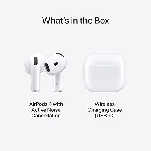 Apple AirPods 4 Wireless Earbuds, Bluetooth Headphones, with Active Noise Cancellation, Adaptive Audio, Transparency Mode, Personalized Spatial Audio, USB-C Charging Case, Wireless Charging, H2 Chip thumbnail 6