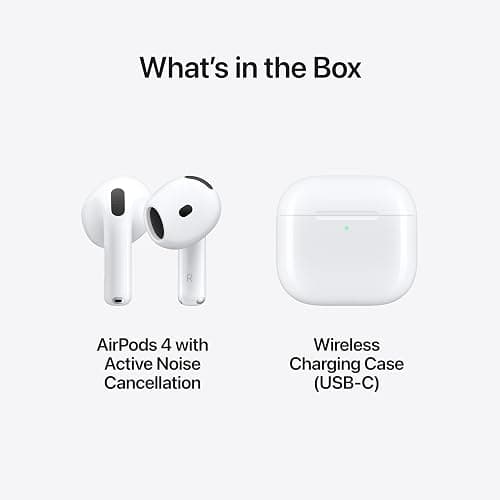 Apple AirPods 4 Wireless Earbuds, Bluetooth Headphones, with Active Noise Cancellation, Adaptive Audio, Transparency Mode, Personalized Spatial Audio, USB-C Charging Case, Wireless Charging, H2 Chip thumbnail 6
