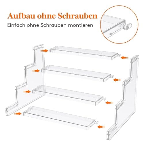Lifewit 4-stufiger klarer Display Ständer, 1 Stück Kunststoffständer für Präsentation, Plastik Organizer für Figuren, Cupcakes, Schreibtischständer zum Ordnen und Dekorieren, 22.8cm thumbnail 4