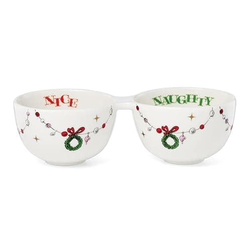 Lenox 898095 Merry Grinchmas Naughty or Nice Double Dip Bowl, Christmas Dish, Festive Holiday Serveware - Image 1