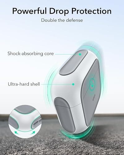 ESR for AirPods 4 Case, Compatible with AirPods 4th Generation Case (2024) (USB-C), Compatible with MagSafe, Drop Protection Cover with Lanyard, Magnetic Lid Lock, Orbit Hybrid Series, White thumbnail 6