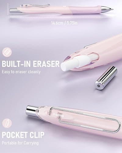 Nicpro 6PCS Pastel Mechanical Pencil Set 0.7 mm, Cute Mechanical Pencils with Comfort Grip with 12 Tubes HB Lead Refill, 3 Eraser, 9 Eraser Refills for Student Writing, Drawing, Sketching- with Case thumbnail 3
