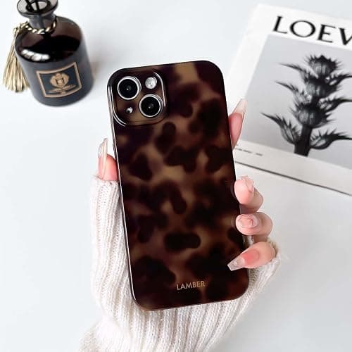 NITITOP Compatible for iPhone 14 Plus / 15 Plus Case Cute Stylish Leopard Print Amber Aesthetic Tortoise Design for Women Girls Men Soft TPU Shockproof Protective Cover - Brown thumbnail 4