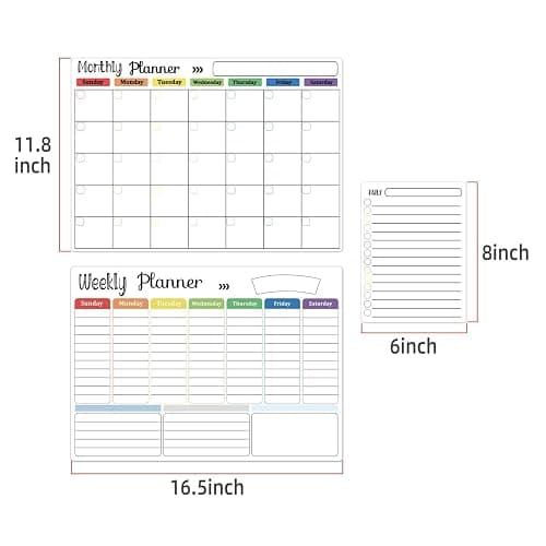 Hivillexun Magnetic Dry Erase Calendar Whiteboard Set (3-Pack) for Fridge, Wall, and Refrigerator Organization – Monthly, Weekly, and Daily Planners with 8 Markers and Eraser thumbnail 3