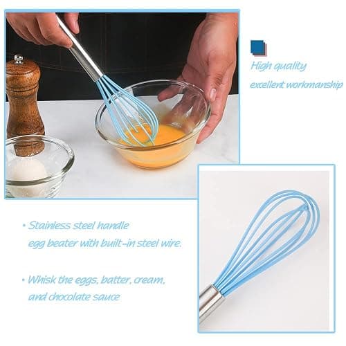 Collfa Mini Kitchen Utensil Set - Five-Piece Set, Tiny Silicone Kids Kitchen Tools - Whisk, Tongs, Spoon, Slotted Spatula - Blue thumbnail 6