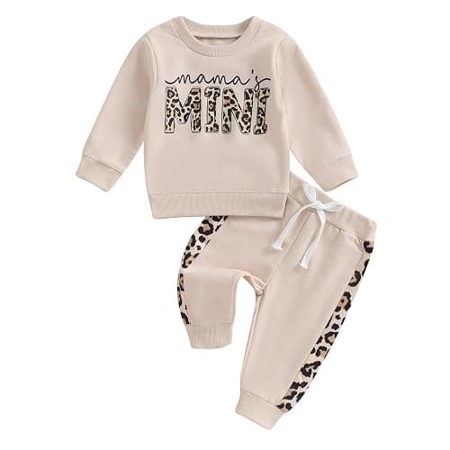 Kupretty Baby Girl Fall Winter Clothes Toddler Outfit Letters Graphic Crewneck Sweatshirts + Joggers Pants Set - Image 1