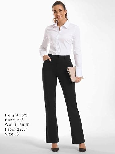 Stelle Women 28"/30"/ 32" Bootcut Dress Pants Business Casual Work Pants with Pockets Pull On Regular Slacks for Office thumbnail 6