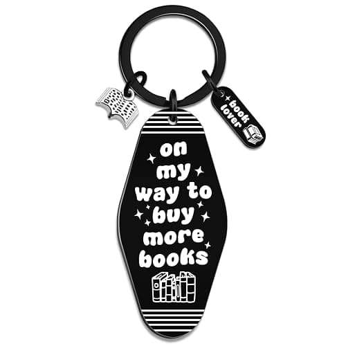 Bookish Gifts Motel Keychain Book Keychain Charms Bookish Merch Book Lover Gifts for Women Men On My Way To Buy More Books Motel Keychains School Librarian Appreciation Gifts - Image 1