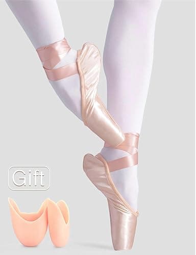 Daydance Ballet Pointe Shoes Girls Women Ribbon Ballerina Shoes with Toe Pads thumbnail 7