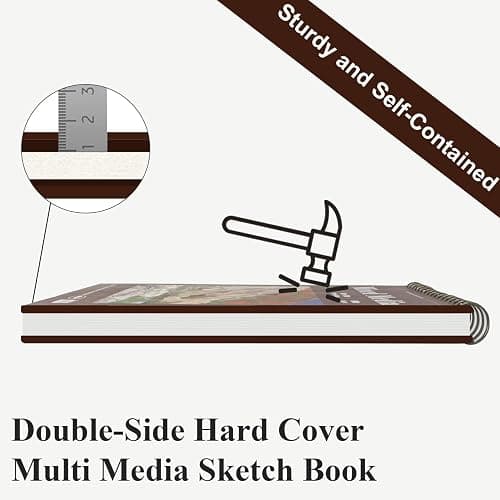 Mixed Media Sketchbook 9" x 12" - Multimedia Sketchbook Hardcover, Spiral Bound, 60 Sheets 98lb/160gsm Mixed Media Paper, Watercolor Sketch Books for Artist Supplies, Painting, Drawing & Art Supplies. thumbnail 4