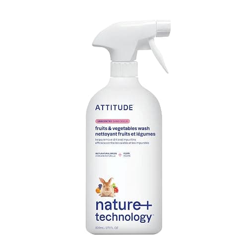 ATTITUDE Fruit & Vegetable Wash, Unscented Food-Safe Produce Wash to Remove Dirt, Wax & Residue, Vegan Plant-Based Produce Cleaner, 27.1 Fl Oz - Image 1