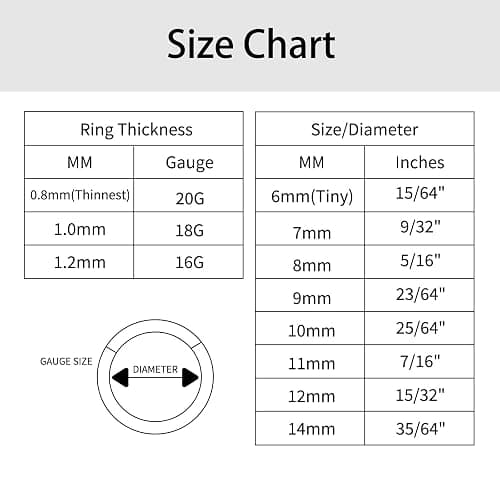 DGhera 8Pcs Nose Ring Hoop & Hinged Clicker Septum Rings [16G/18G/20G]–Hoop Helix Cartilage Daith Tragus Sleeper Earrings For Women Men thumbnail 7