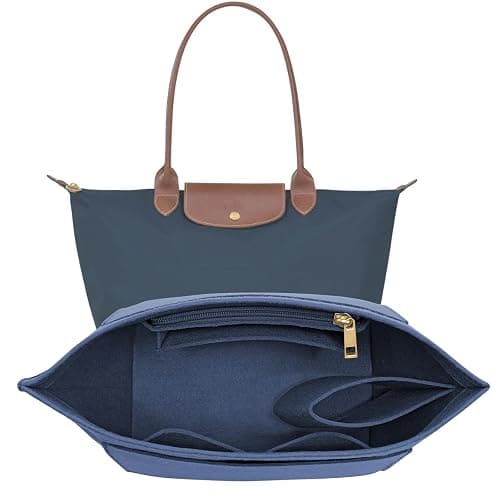 LOUKAYCCI Felt Purse Organizer Insert for Longchamp Le Pliage M Handbag Insert (Dark Blue, Medium) - Image 1