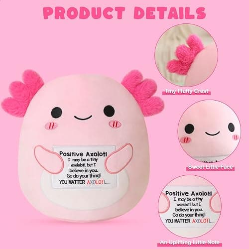 TOYSYM Axolotl Plush Toy, Inspirational Support Cute Axolotl Stuffed Animal, Toys Axolotls Stuff Plush Pillow Soft Plushie Doll Gifts Home Decoration for Girls Boys Kids Toddler thumbnail 4