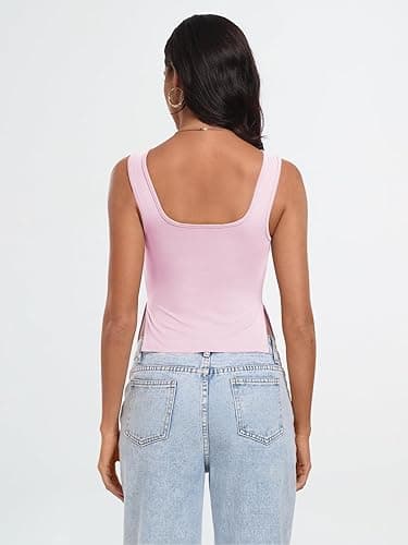 Trendy Queen Womens Going Out Crop Tops Backless Tank Tops Summer Y2k Teen Girls Basics Cute Clothes - X-Small - Pink thumbnail 5