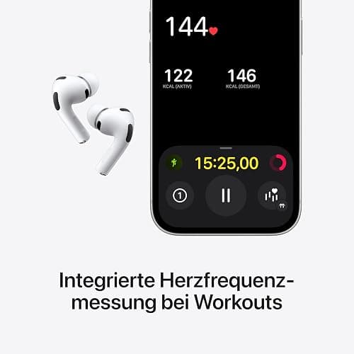 Apple AirPods Pro 3 Kabellose In‑Ear Kopfhörer, Aktive Geräuschunterdrückung, Herzfrequenzmessung, Hörgerätefunktion, Bluetooth Kopfhörer, 3D Audio, Hi‑Fi Sound, Laden über USB‑C thumbnail 3