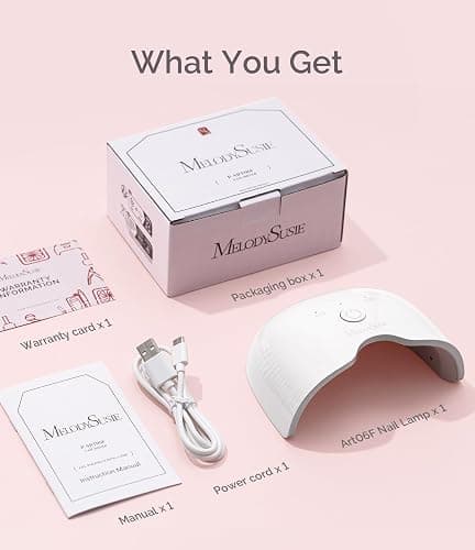 MelodySusie Small LED UV Nail Lamp with Lightweight Design, P-ART06F Nail Dryer with Simple Button Control Cures All Soft Gels at Home, Especially Half-Cured Gel, Base Coat & Top Coat White thumbnail 7