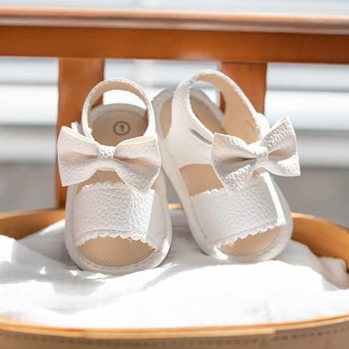 Babelvit Infant Baby Girl Boy Sandals Comfort Premium Summer Outdoor Casual Beach Shoes with Flower Bowknot Anti Slip Rubber Sole Newborn Toddler Prewalker First Walking Shoes thumbnail 3
