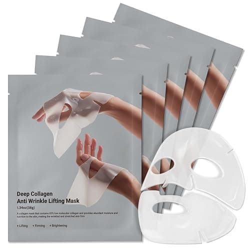 MUQIAN Rosemine Deep Collagen Anti-Wrinkle Lifting Overnight Mask Facial sheet masks with low molecular weight collagen for lifting, firming, and moisturizing 5 Packs - Image 1