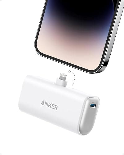 Anker Nano Portable Charger for iPhone, with Built-in MFi Certified Lightning Connector, Power Bank 5,000mAh 12W, Compatible with iPhone 14/13/12 Series (White) - Image 1
